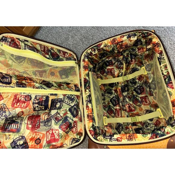 Samantha Brown Set Yellow Croc Spinner‎ Wheeled Luggage & Orange Toiletry Bag - Picture 2 of 16